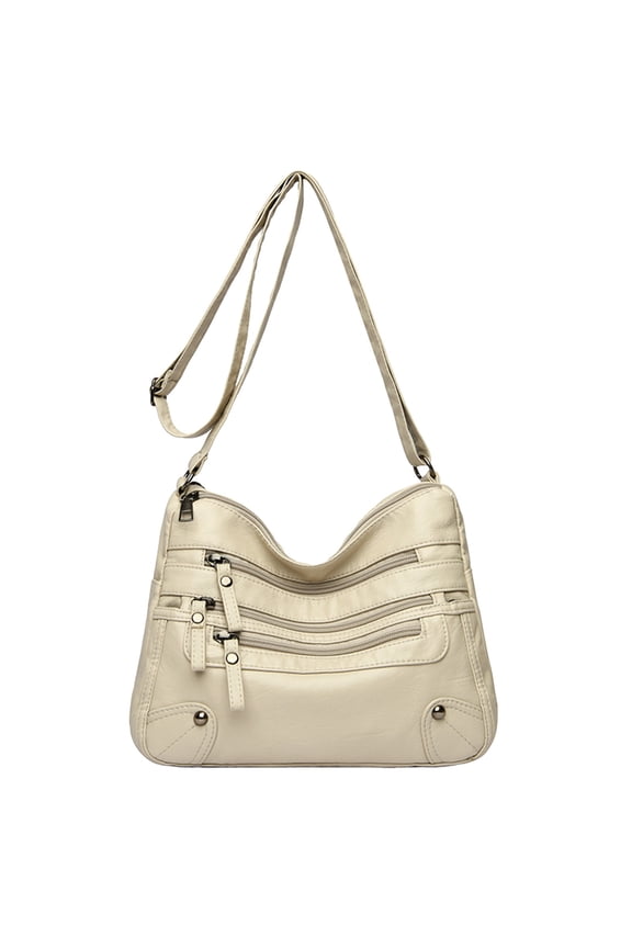 Hobo Crossbody Bags for Women Leather Handbags Retro Large Size Shoulder Bucket Purse(Beige)