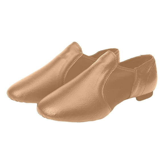 Mepaouo Jazz Shoes for Girls Boys Leather Unisex Slip on Dance Shoes Womens Soft Casual Shoes(Brown,7)