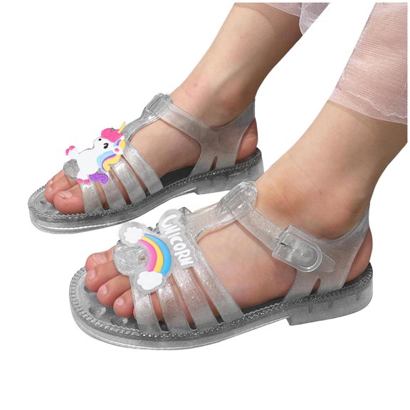 Mepaouo Jelly Shoes for Toddler Girls Summer Beach Jellies Sandals T-Strap Slingback Princess Dress Flats
