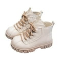 thumbnail image 1 of Mepaouo Kids Ankle Boots Boys Girls Side Zipper Lace up Work Boots Combat Boots for Children(White,37), 1 of 9