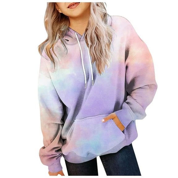 Mepaouo Kids Cute Hoodies Oversized Hooded Sweatshirt Boys Girls Casual Pullover with Pocket Purple 10-11Year