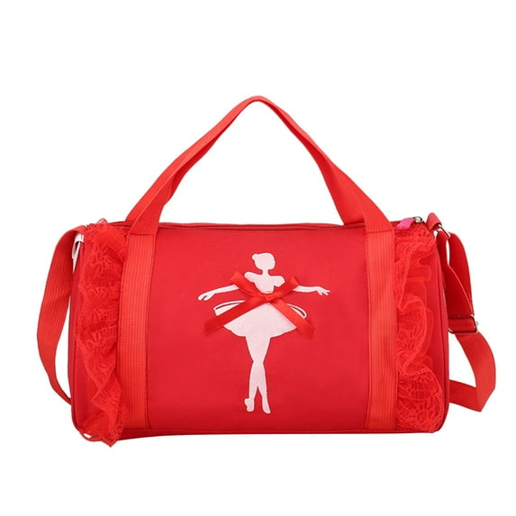 Mepaouo Kids Dance Ballet Bag Large Capacity Fashion Tote Bag Custom Travel Yoga Duffle Handbag(Red)
