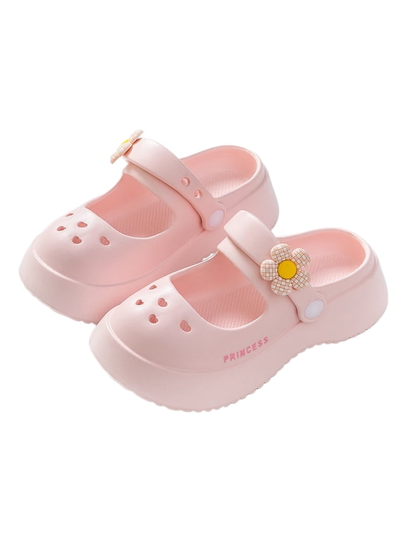 Kids Girls Clogs Baby Toddler Princess Garden Slides Shoes Platform Beach Pool Sandals Pink