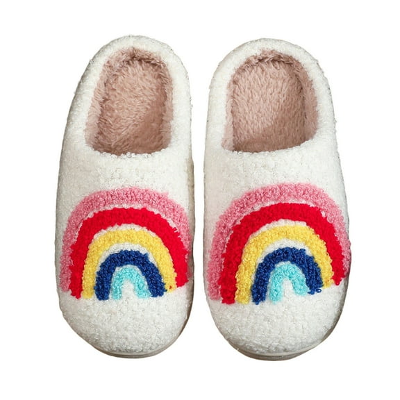 Mepaouo Kids Plush Fuzzy Slippers Boys Girls Cute Winter Fluffy House Shoes for Toddler Little Big Kid White 2.5