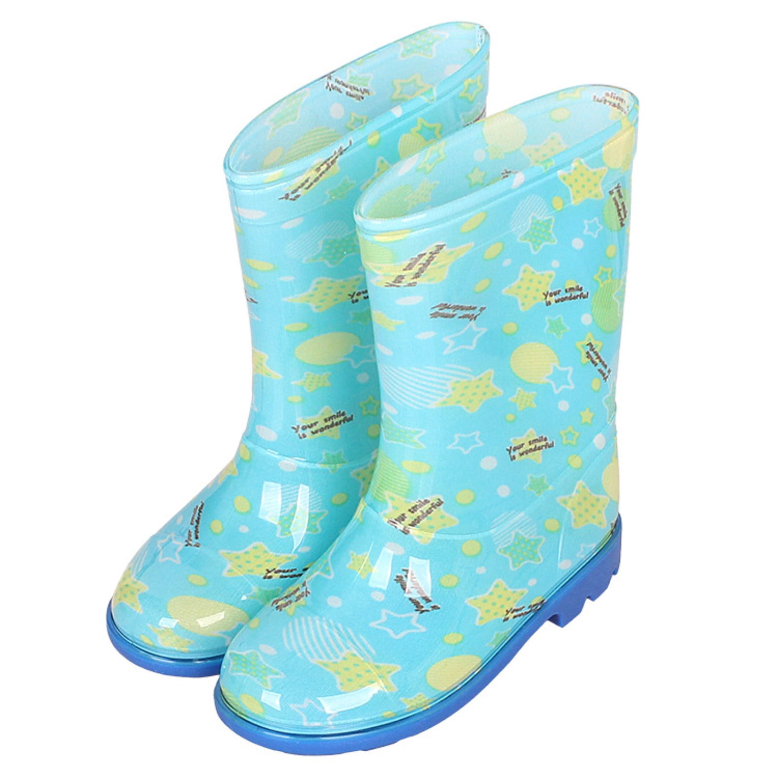Mepaouo Kids Rain Boots Waterproof Printed Rubber Rainboots for Boys Girls Outdoor Walking Playing