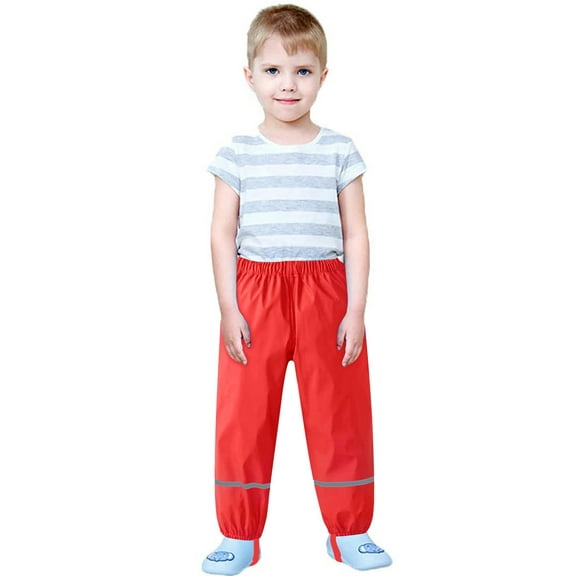 Mepaouo Kids Rain Pants Toddlers Waterproof Rain Trousers Boys Girls Lightweight Mud Rainwear 1-12T