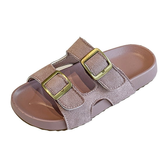 Mepaouo Kids Sandals Boys Girls Slide Summer Slippers Non Slip Cork Footbed Casual Flats for Toddler