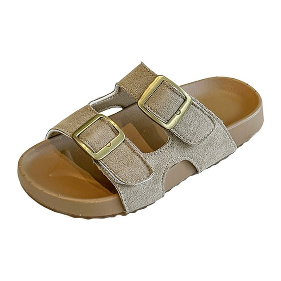 Mepaouo Kids Sandals Boys Girls Slide Summer Slippers Non Slip Cork Footbed Casual Flats for Toddler