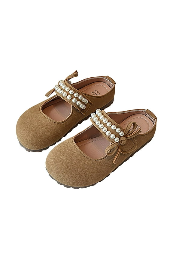 Kids Suede Clogs Toddlers Boys Girls Pearl Dress Shoes Slip on Mules Flat Mary Jane