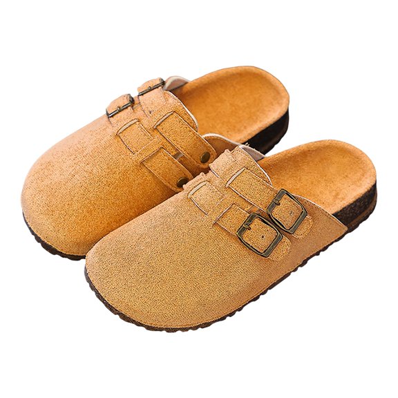 Mepaouo Kids Suede Clogs for Girls Boys Cork Footbed Cute Slip on Slippers Arch Support Sandals Mules