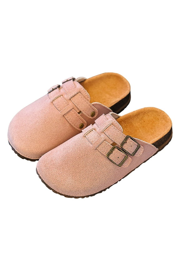 Kids Suede Clogs for Girls Boys Cork Footbed Cute Slip on Slippers Arch Support Sandals Mules