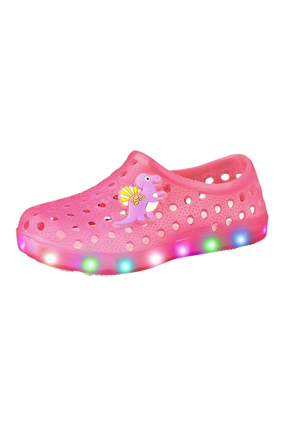 Kids Water Shoes Slip on Waterproof Light up Clogs Boys Girls Quick Dry Beach Sandals Hot Pink