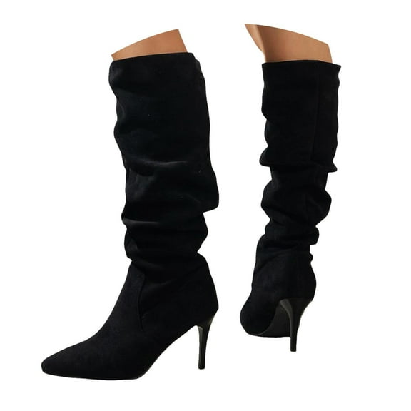 Mepaouo Knee High Boots for Women 2025 Sexy Pointed Toe Stiletto High Heel Suede Slouchy Tall Boots