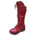thumbnail image 1 of Mepaouo Knee High Boots for Women Platform Lace up Lug Sole Fashion Riding Combat Boots, 1 of 5