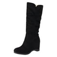 thumbnail image 1 of Mepaouo Knee High Boots for Women Slouchy Suede Hidden Wedges Wide Mid Calf Winter Long Boots(Black,6.5), 1 of 8