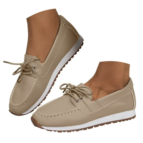 Mepaouo Lace up Loafers for Women Business Oxfords Dress Boat Shoes Platform Casual Slip on Work Flats