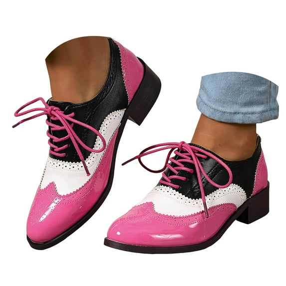 Mepaouo Lace up Wingtips Oxford Shoes for Women Round Toe Vintage Cutout Saddle Slip on Dressy Loafers