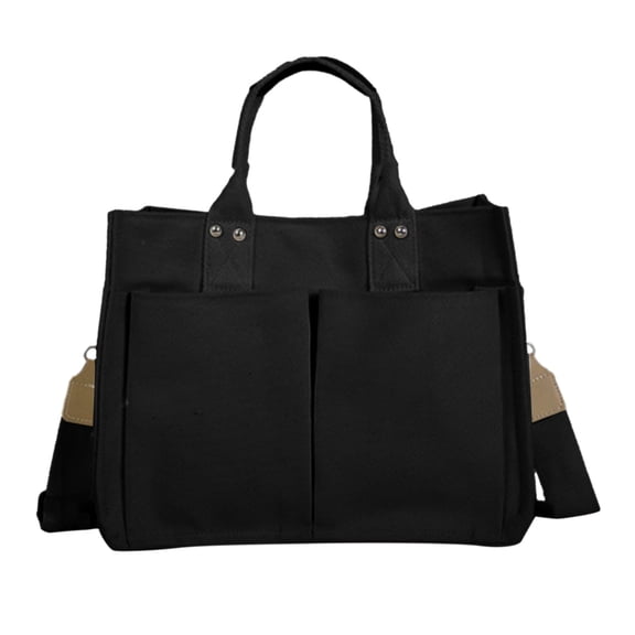 Mepaouo Large Canvas Tote Bag for Women Laptop Crossbody Purse Handbag Messenger Gym Rucksack(Black)