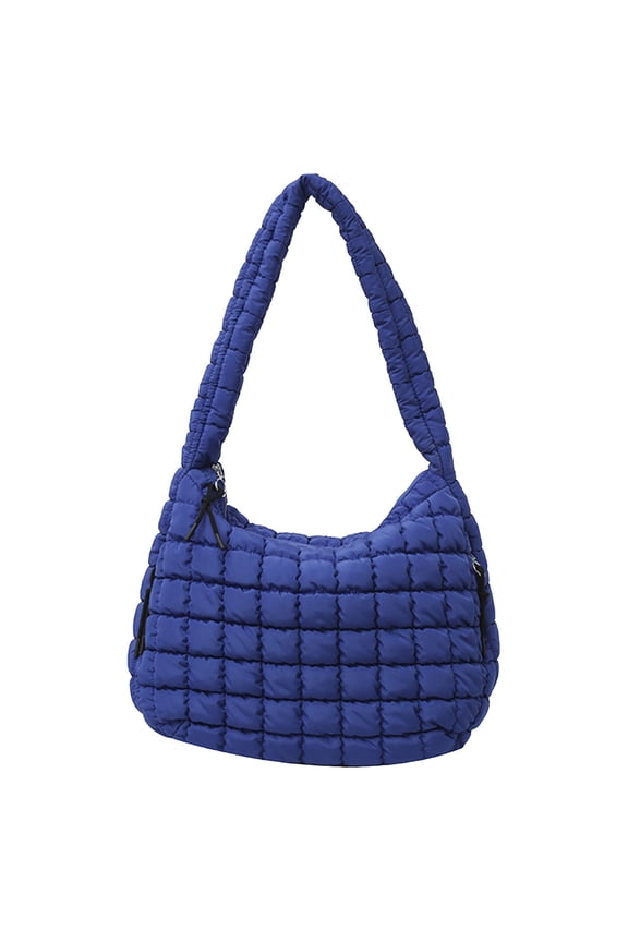 Large Puffer Tote Bag for Women Quilted Crossbody Handbag Hobo Shoulder Satchel Puff Purse(Blue)