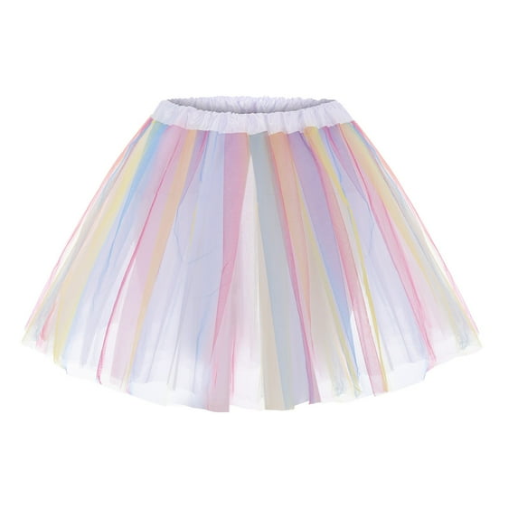 Mepaouo Layered Ballet Tulle Tutus for Women Colorful Rainbow Tulle Tutu Skirts Carnival Rave
