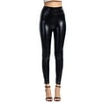 thumbnail image 1 of Mepaouo Leather Leggings for Women Fleece Lined Stretch High Waisted Tights Pleather Pants(Black,L), 1 of 6