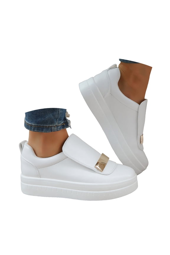 Leather Slip on Sneakers for Women Waterproof Running Walking Tennis Flat Shoes for Work Office