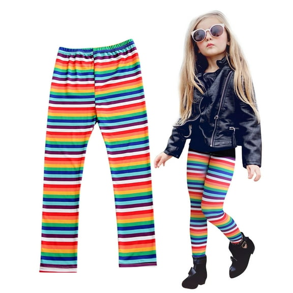 Mepaouo Leggings for Girls Dance Running Yoga Pants Workout Tights Toddler Stretchy Fashion Trousers Coloerful 7-8 Years