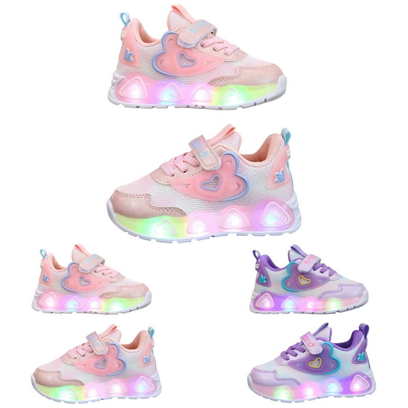 Mepaouo Light up Shoes for Boys Girls Toddler LED Flashing Sneakers Breathable Sport Walking Shoes Pink 5.5