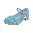 thumbnail image 1 of Mepaouo Little Kids Girls Dress Pumps Glitter Sequins Princess Low Heeled Sandals Shoes(Blue,27), 1 of 7