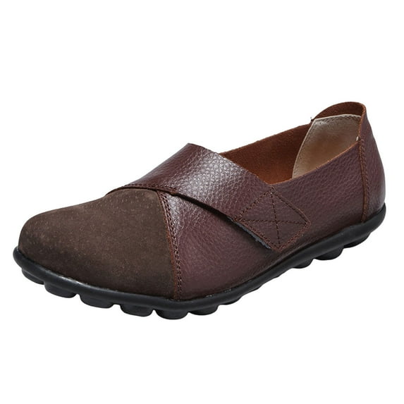 Mepaouo Loafers For Women Casual Slip On Dress Shoes Comfortable Leather Walking Driving Shoes