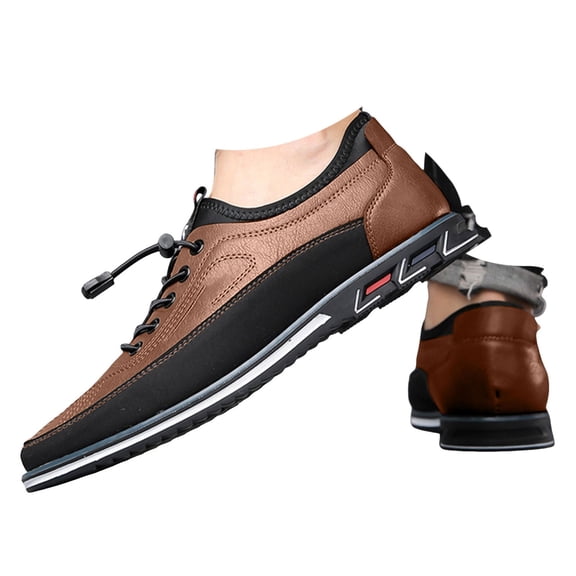 Mepaouo Loafers for Men Lace-up Anti Slip Casual Shoes Business High Range Versatile Dress Shoes