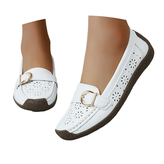 Mepaouo Loafers for Women Comfortable Slip on Casual Walking Flats Hollow Work Shoes Closed Toe Sandals