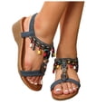 thumbnail image 1 of Mepaouo Low Wedge Sandals for Women Bohemia Summer Beach Shoes Elastic Ankle Strap Platform Sandals, 1 of 8