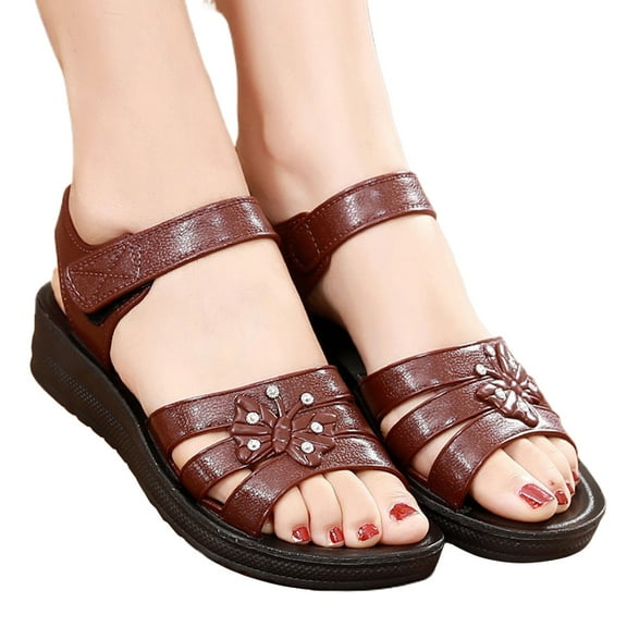 Mepaouo Low Wedge Sandals for Women Open Toe Comfortable Summer Platform Casual Dress Shoes Size 7