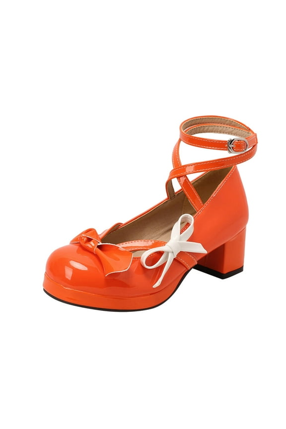 Mary Jane Shoes for Women Ankle Buckle Strap Platform Ballet Dress High Heel Pumps(Red,9.5)