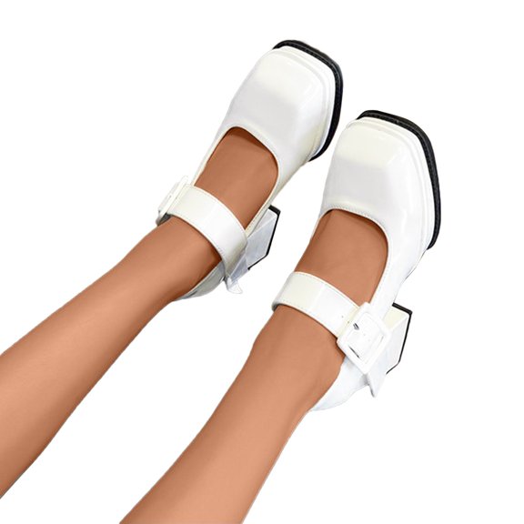 Mepaouo Mary Janes Shoes for Women Platform Square Toe Strappy Dress Wedding Party Pumps Shoes Oxfords