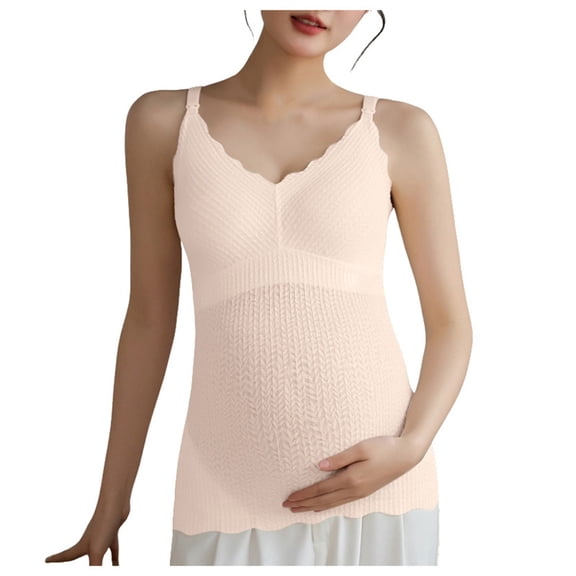 Mepaouo Maternity Tank Tops with Built in Bra Support Nursing Pregnancy Clothes Sleveless Camisoles