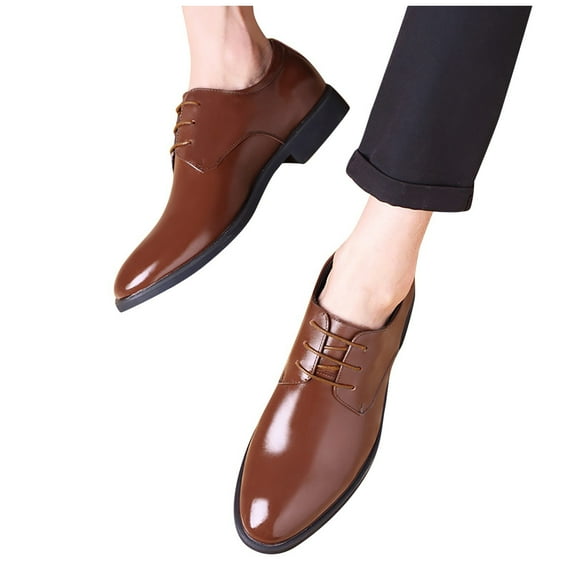 Mepaouo Men Formal Shoes Classic Retro Business Loafers Slip on Breathable Leather Shoes for Working