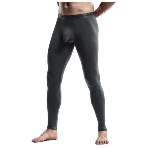Mepaouo Men Thermal Compression Pants Base Heated Leggings for Cold Weather Sports Athletic(Grey,L)