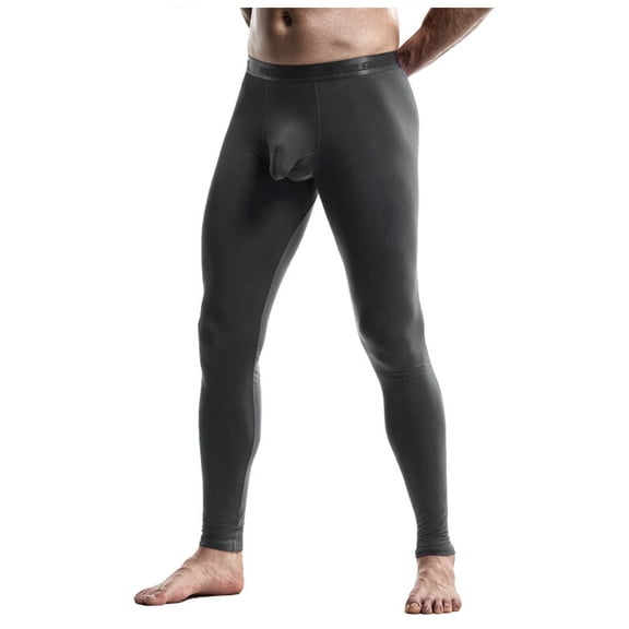 Mepaouo Men Thermal Compression Pants Base Heated Leggings for Cold Weather Sports Athletic(Grey,L)