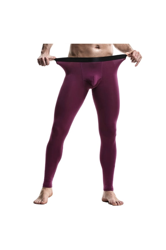 Men Thermal Compression Pants Base Heated Leggings for Cold Weather Sports Athletic(Purple,L)