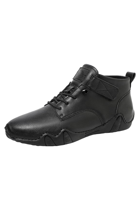 Men's Ankle Hiking Boots Lace up Zero Drop Barefoot Shoes Walking Running Sneakers(Black,7.5)