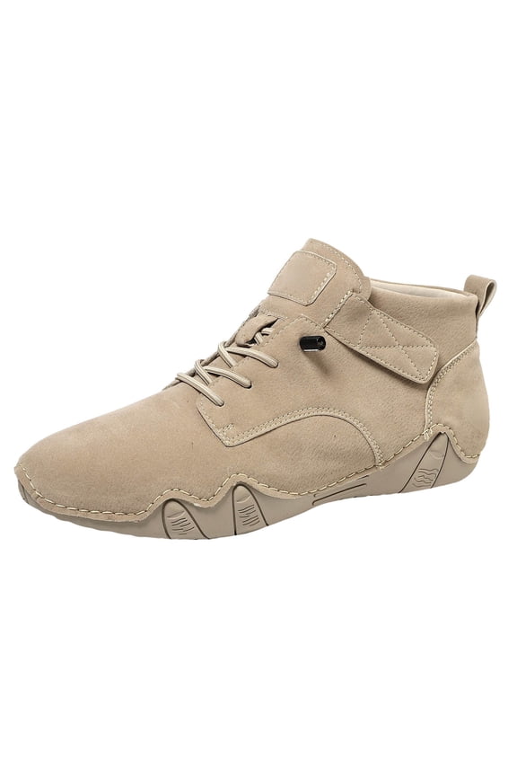Men's Ankle Hiking Boots Lace up Zero Drop Barefoot Shoes Walking Running Sneakers(Khaki,7.5)