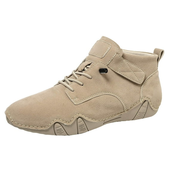 Mepaouo Men's Ankle Hiking Boots Lace up Zero Drop Barefoot Shoes Walking Running Sneakers(Khaki,8.5)