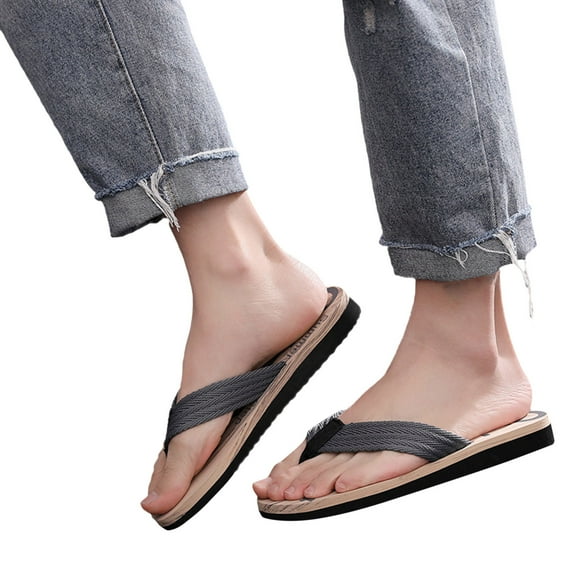 Mepaouo Men's Beach Flip Flop Yoga Mat Thong Sandals Arch Support Footbed Beach Slide Shoes Size 10.5