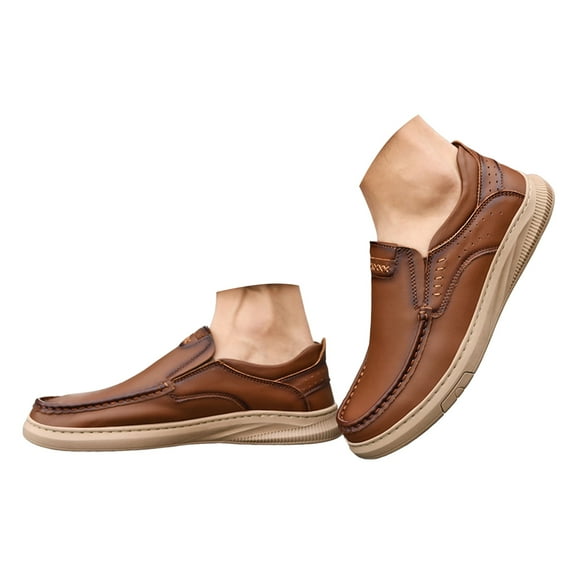 Mepaouo Men's Boat Shoes Casual Slip on Loafers Business Walking Dress Sneakers Retro Leather Oxfords