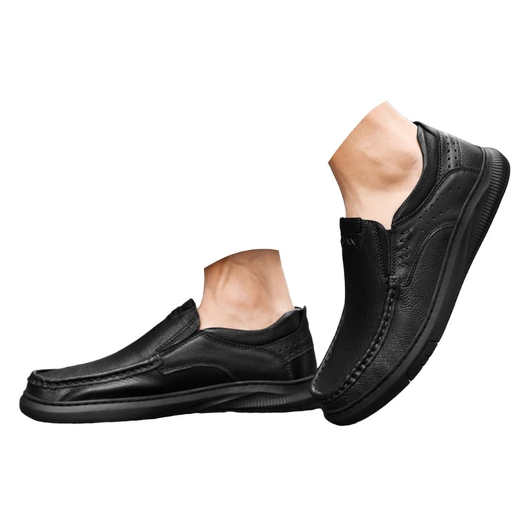 Men's Slip-On Loafers Casual Boat Shoes - Leather & Canvas, Breathable & Lightweight For Summer