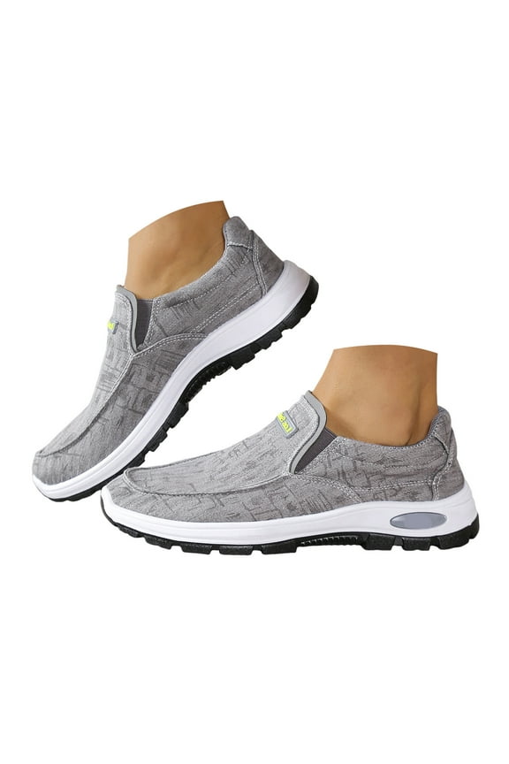 Men's Canvas Loafers Slip on Vintage Flat Boat Shoes Walking Work Outdoor Hiking Sneakers