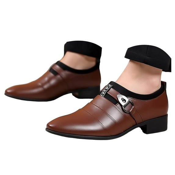 Mepaouo Men's Casual Dress Shoes Leather Formal Derby Oxfords Lightweight Slip on Loafer Shoes for Men