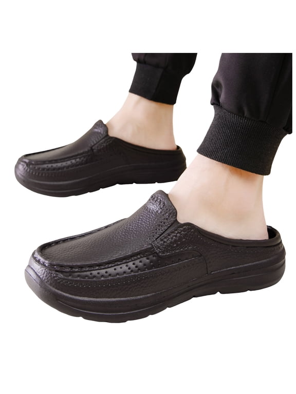 Men's Casual Walking Mules Light Open Back Slip on Walking Clogs Breathable Outdoor Slippers